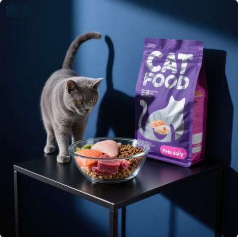 OEM ODM Pet Cat Food China Pet Food Factory Protein Content 20 Fresh Beef Chicken Salmon Puffed Food Shape Can Be Customized